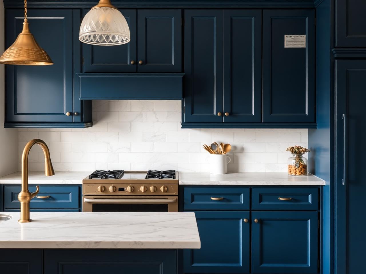 Painted kitchen cabinetry and island
